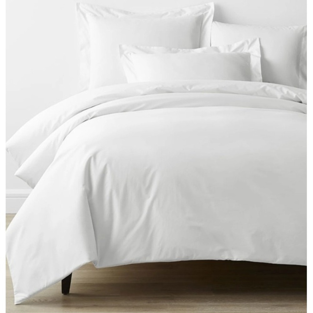 The Company Store White Cotton Percale King Cal King Duvet Cover 50652D